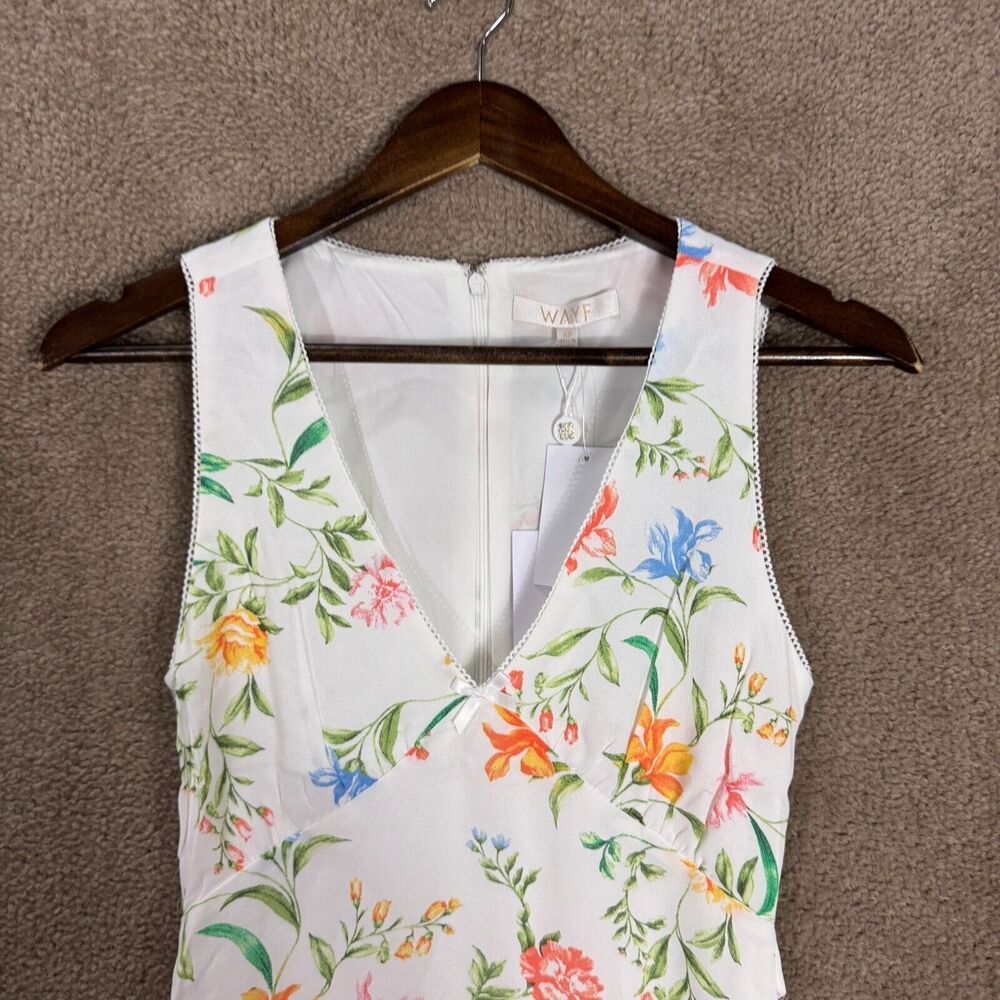 WAYF Dahlia Dress Size‎ XS Vintage White Floral Sleeveless V Neck Midi Retro NEW - Picture 5 of 14